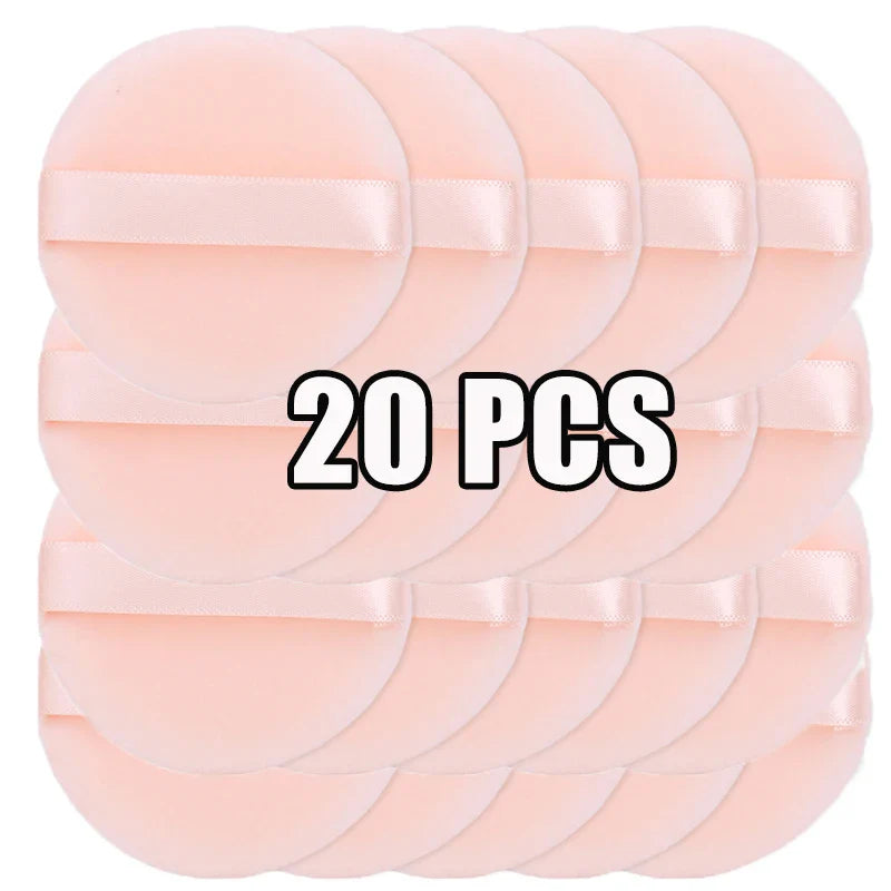 100PCS Round Shape Velvet Loose Powder Puff Plush Soft Washable Foundation Sponge Cosmetics Puff Professional Beauty Makeup Tool