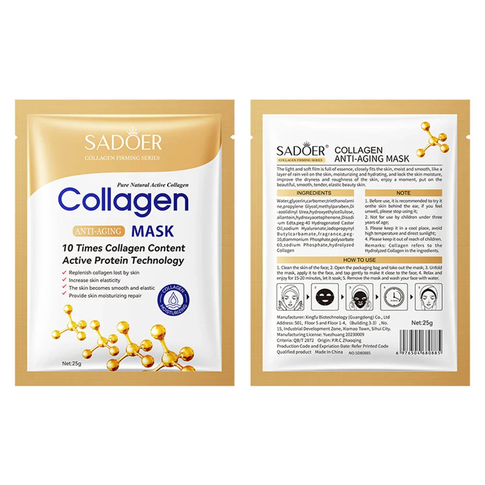 1/5/10/20pcs Collagen Facial Mask Moisturizing Brightening Lifting Skincare Treatment Face Masks Kit