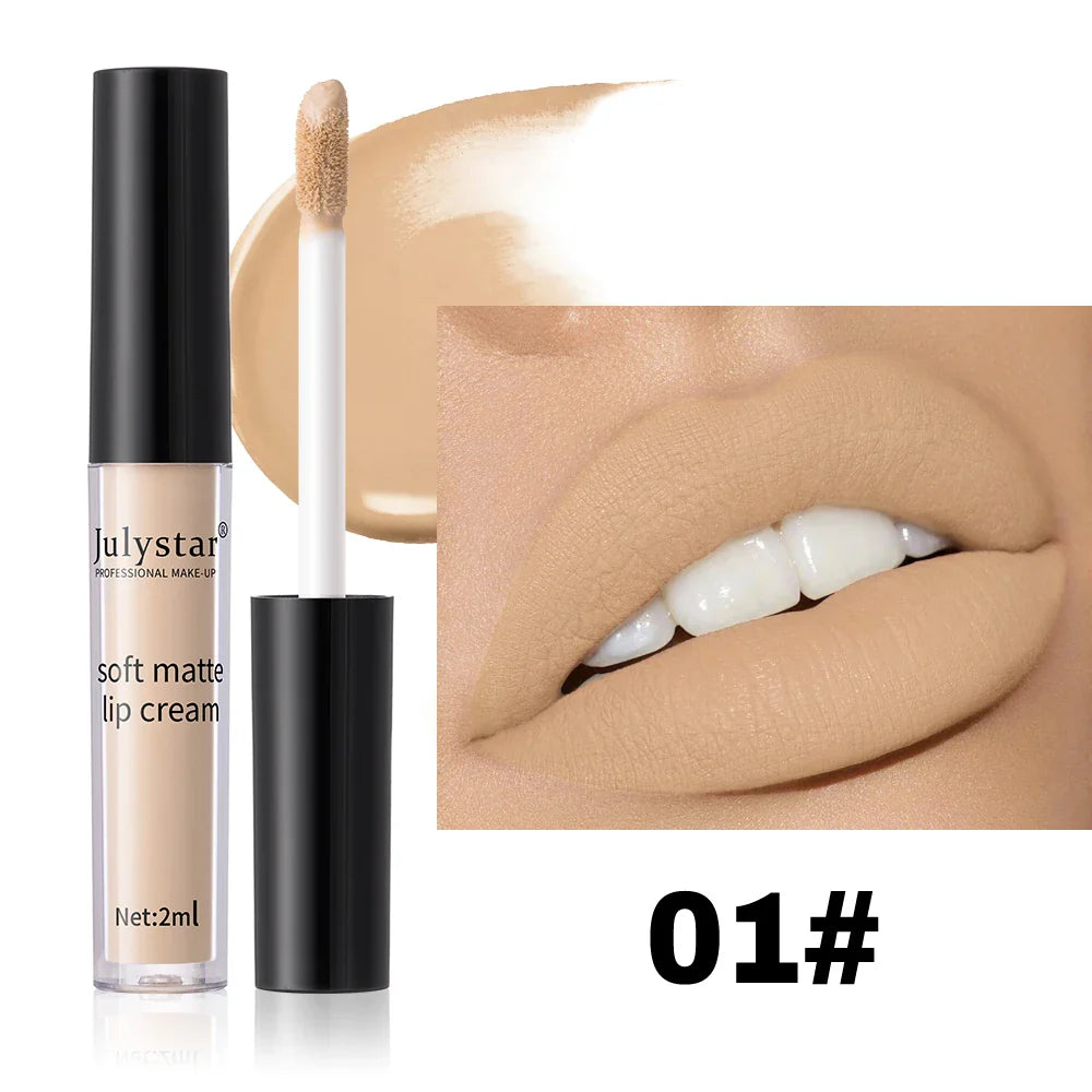 6-Color Velvet Lip Glaze Lipstick High Color Lip Makeup Waterproof Long-Lasting Nude Lip Color Liquid Cosmetics