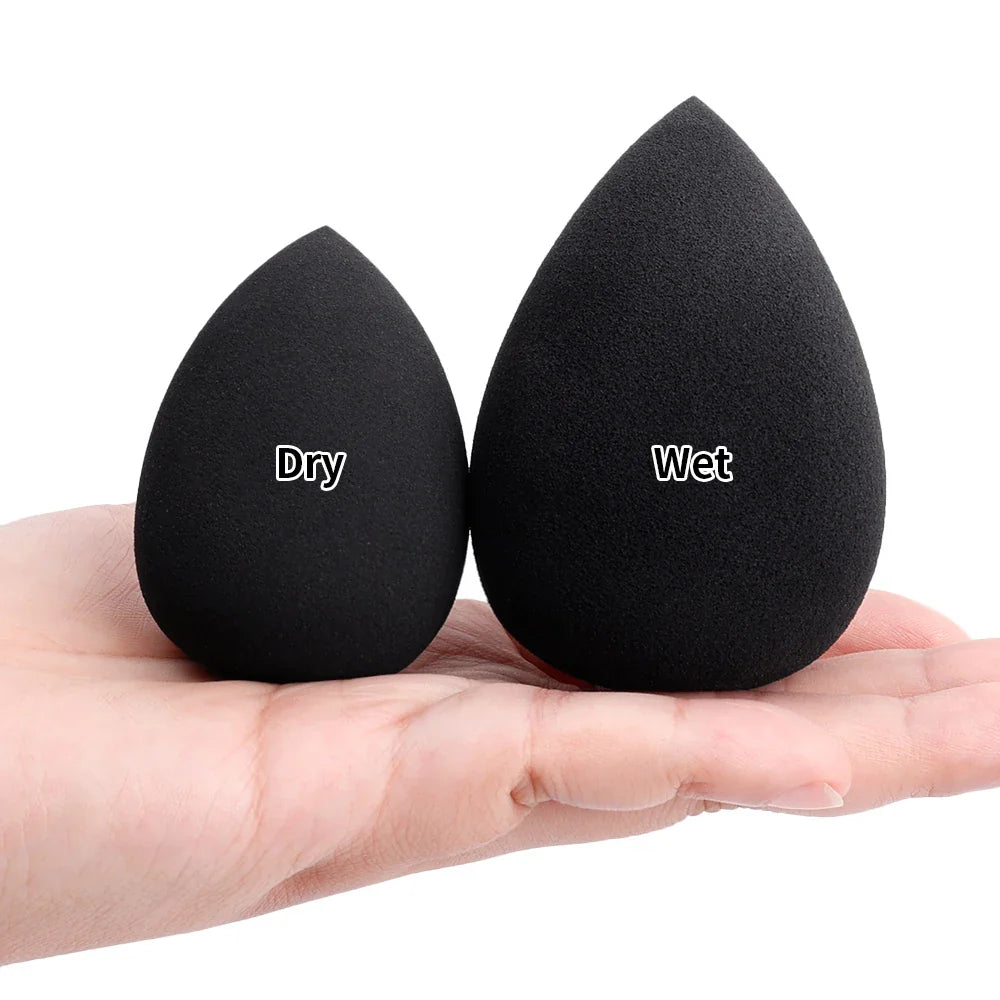 Black Makeup Sponge Eggs Soft Powder Beauty Egg Foundation Sponges Liquid Cream Cosmetics Puff Wet and Dry Use Makeup Tool Women