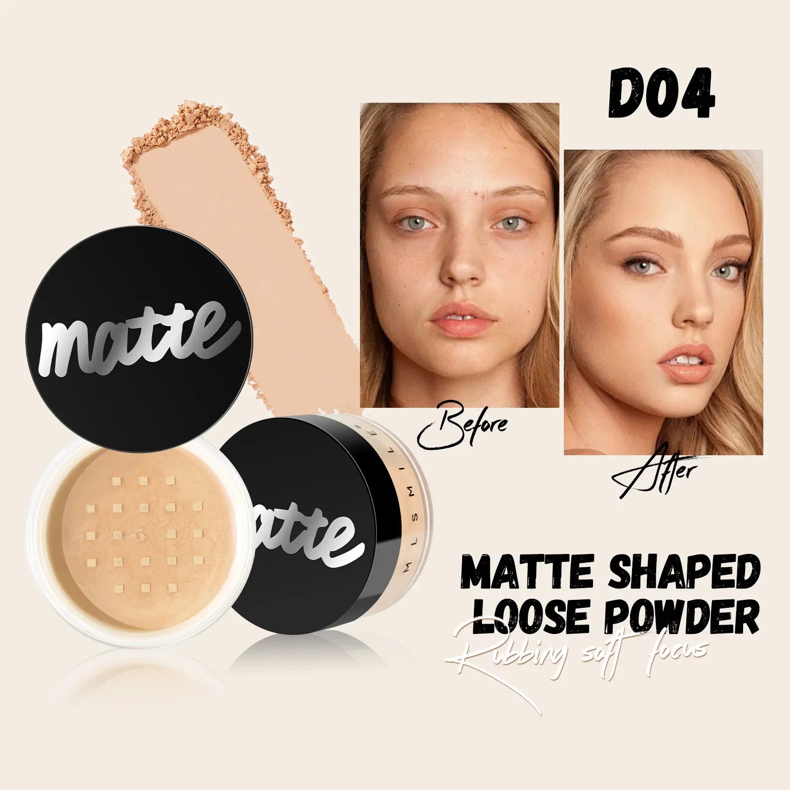 4 Colors Matte Loose Powder Face Whitening Skin Finish Transparent Pink Nude Mineral Makeup Cosmetic Foundation Setting Powder