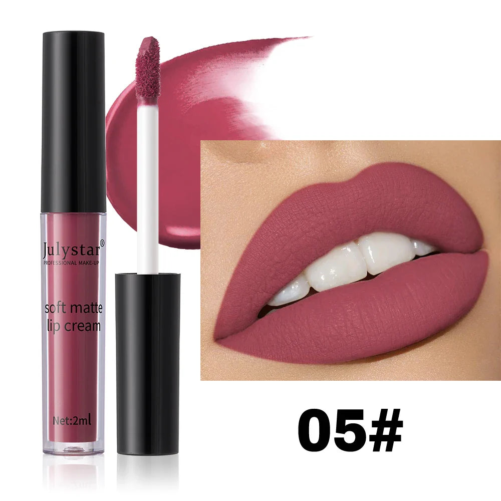 6-Color Velvet Lip Glaze Lipstick High Color Lip Makeup Waterproof Long-Lasting Nude Lip Color Liquid Cosmetics