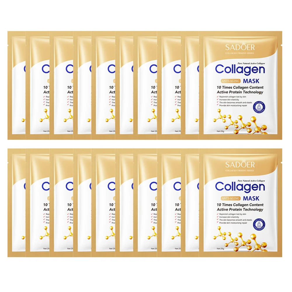 1/5/10/20pcs Collagen Facial Mask Moisturizing Brightening Lifting Skincare Treatment Face Masks Kit