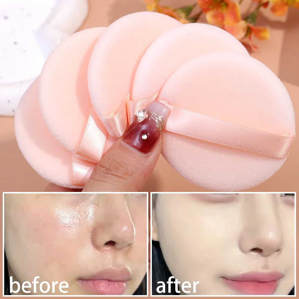 100PCS Round Shape Velvet Loose Powder Puff Plush Soft Washable Foundation Sponge Cosmetics Puff Professional Beauty Makeup Tool