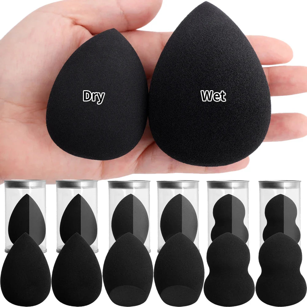 Black Makeup Sponge Eggs Soft Powder Beauty Egg Foundation Sponges Liquid Cream Cosmetics Puff Wet and Dry Use Makeup Tool Women