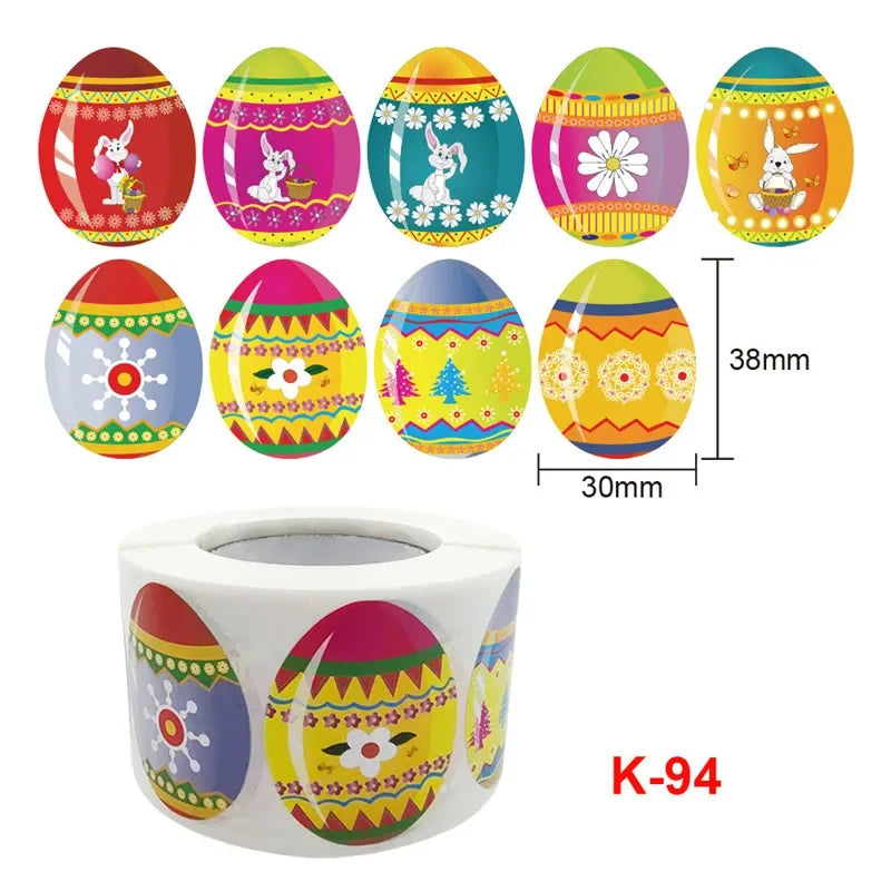 1.5 Inch Happy Easter Rabbit Stickers Sealing  Bunny Thank You  Sticker Roll for Gift Packging  Decor School Stationery Supplies