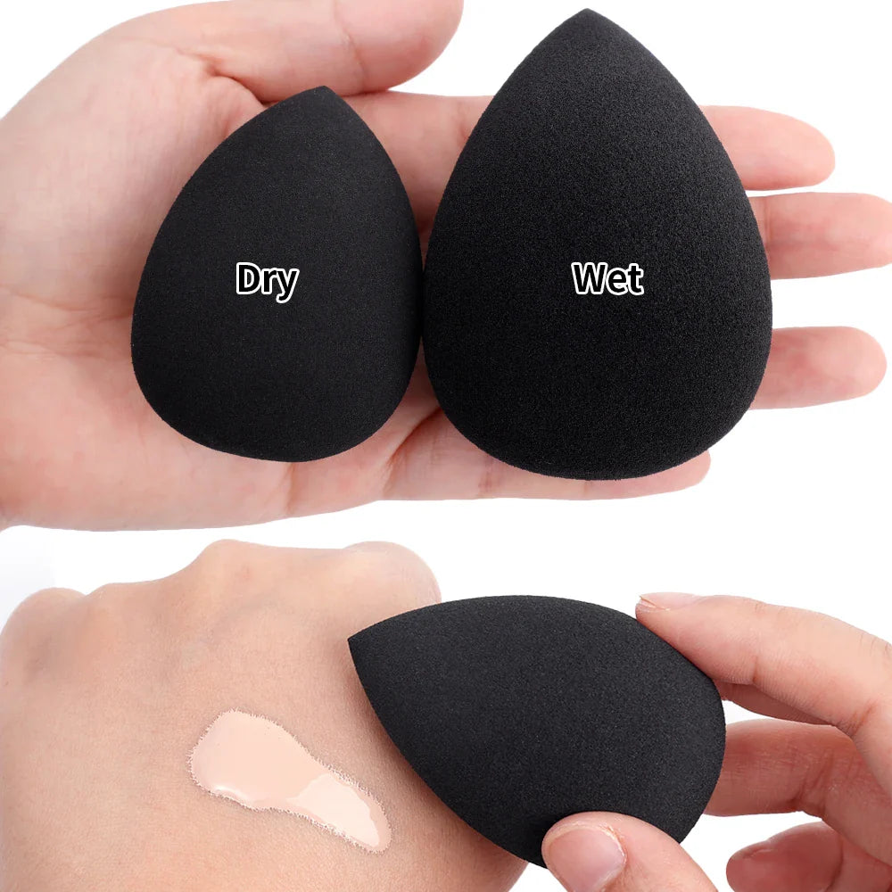 Black Makeup Sponge Eggs Soft Powder Beauty Egg Foundation Sponges Liquid Cream Cosmetics Puff Wet and Dry Use Makeup Tool Women