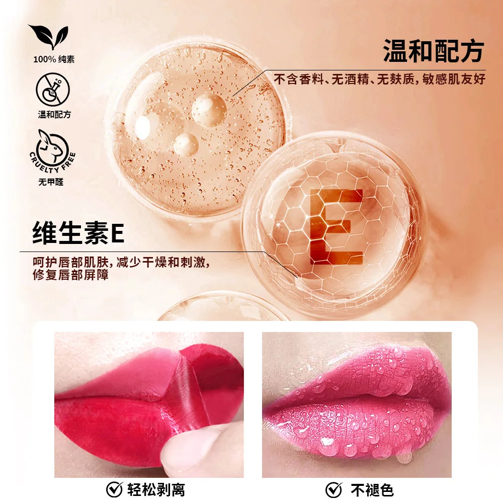5Color Liquid Peel-off Lip Gloss Waterproof Long-lasting Matte Lipstick Non-stick Cup Makeup Moisturizing Lip Tattoo Pigment