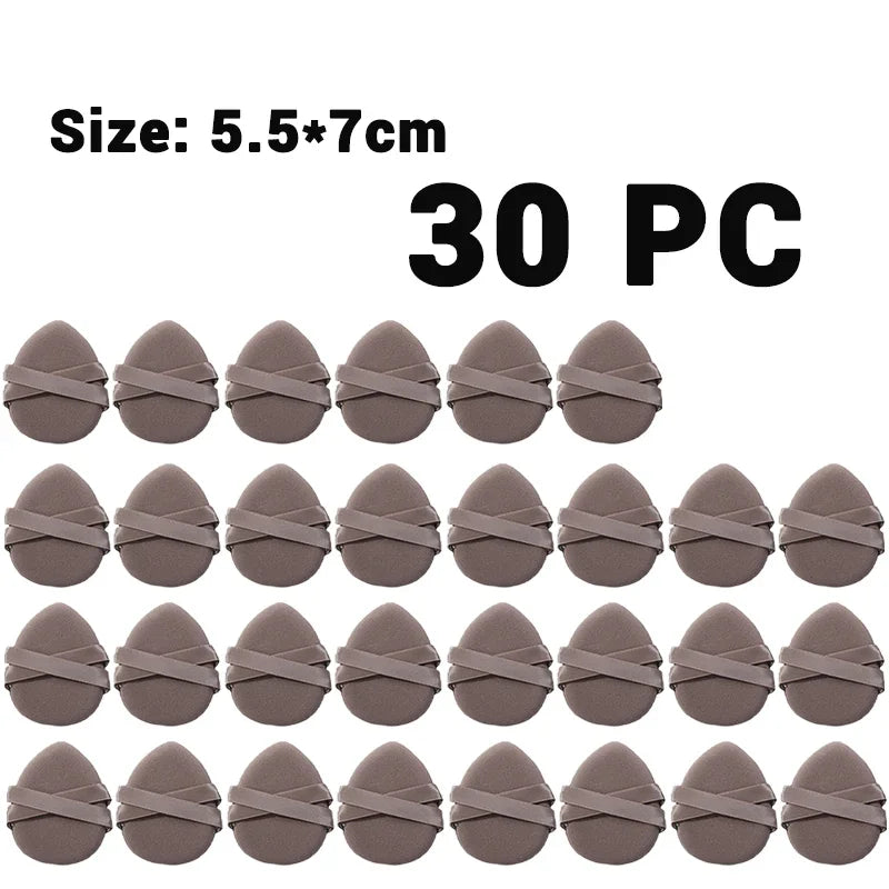 30Pcs Thickened Double Ribbon Wet Dry Dual-use Makeup Puff Black Skin Color Teardrop Shape Powder Puffs Foundation Cosmetic Tool