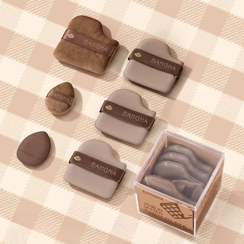 6PCS Chocolate Biscuit Powder Puff Makeup Blender Puff Air Cushion Foundation Sponge Loose Powder Puffs Cosmetic Applicator Tool