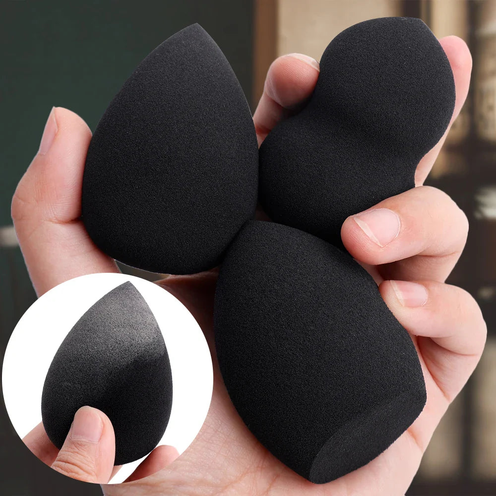 Black Makeup Sponge Eggs Soft Powder Beauty Egg Foundation Sponges Liquid Cream Cosmetics Puff Wet and Dry Use Makeup Tool Women