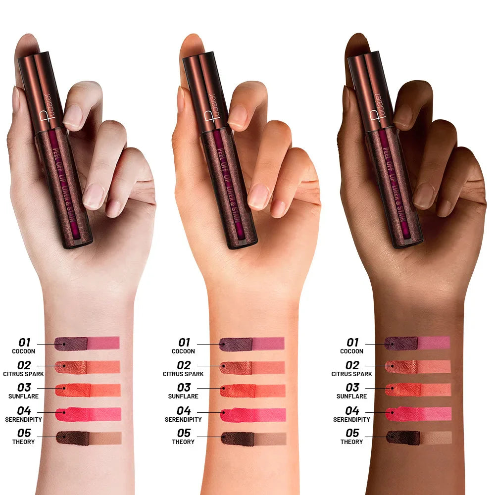 5Color Liquid Peel-off Lip Gloss Waterproof Long-lasting Matte Lipstick Non-stick Cup Makeup Moisturizing Lip Tattoo Pigment