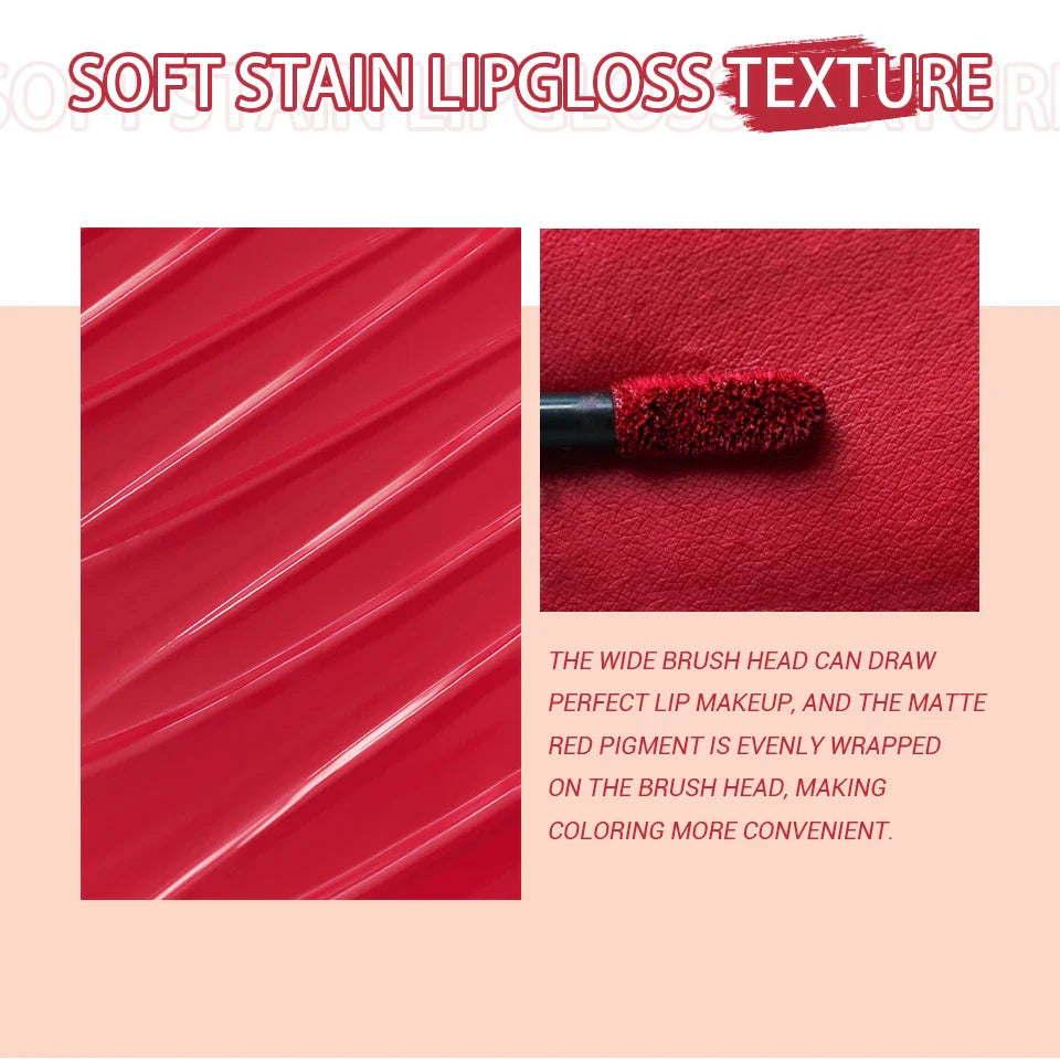 CHARMACY 8 Colors Lip Gloss Lasting Waterproof Velvet Moisturizing Liquid Lipstick Professional Non-stick Cup Lip Glaze Makeup
