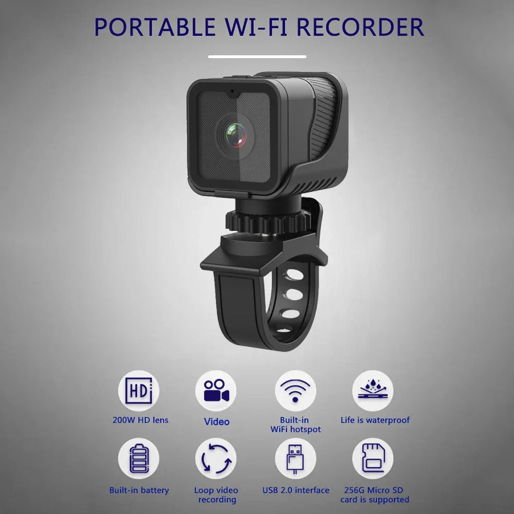 1080p High-definition Portable Sports Mini Camera With Hotspot Wifi Waterproof Camera, Motorcycle And Bicycle Driving Recorder