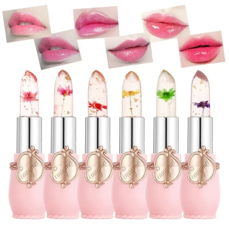 Dried Flower Jelly Lip Balm Lipstick Transparent Waterproof Crystal Lip Oil Hydrating Lip Gloss Plumper Clear Lip Plumper Makeup