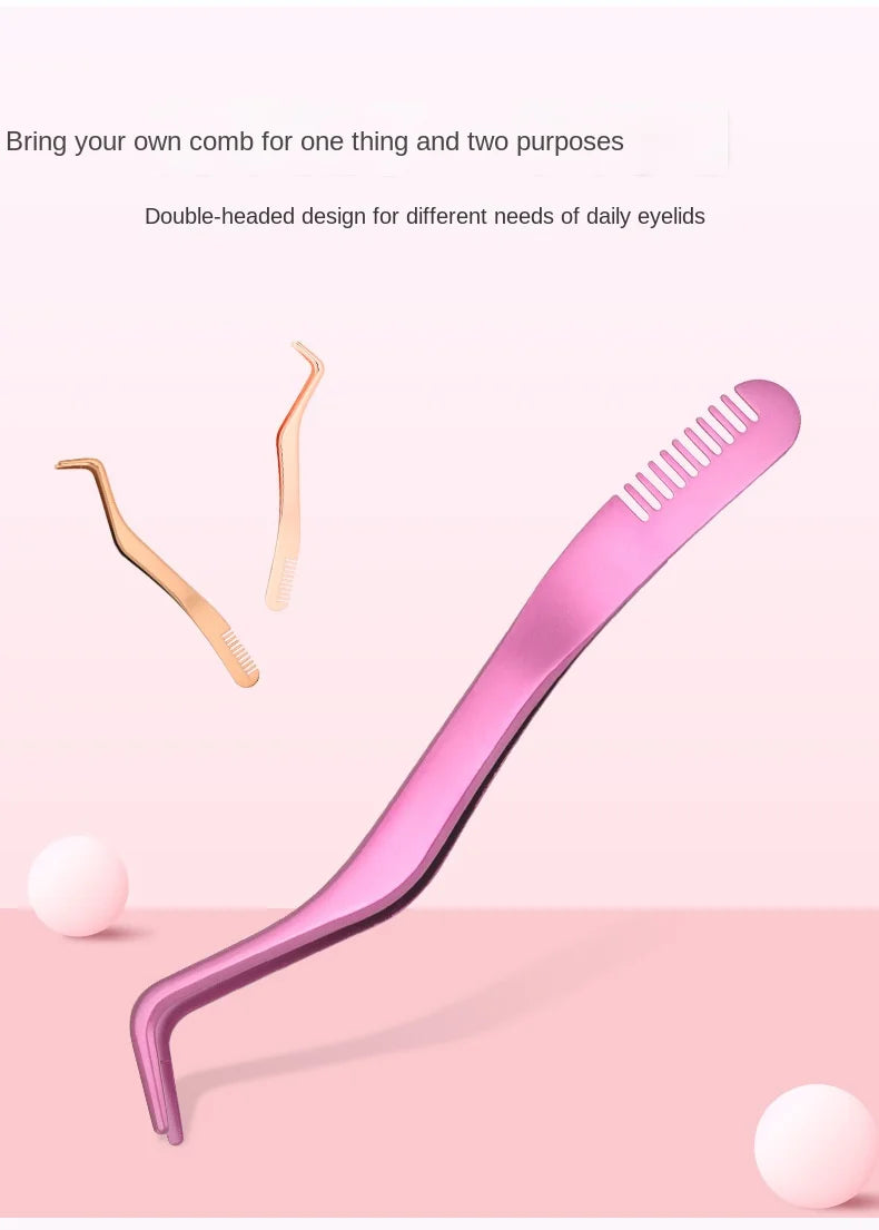 1 Pc Eyelash Comb Tweezers Stainless Steel Anti-Static Non-Magnetic Professional  Lashes Extension Tweezers Makeup Tools
