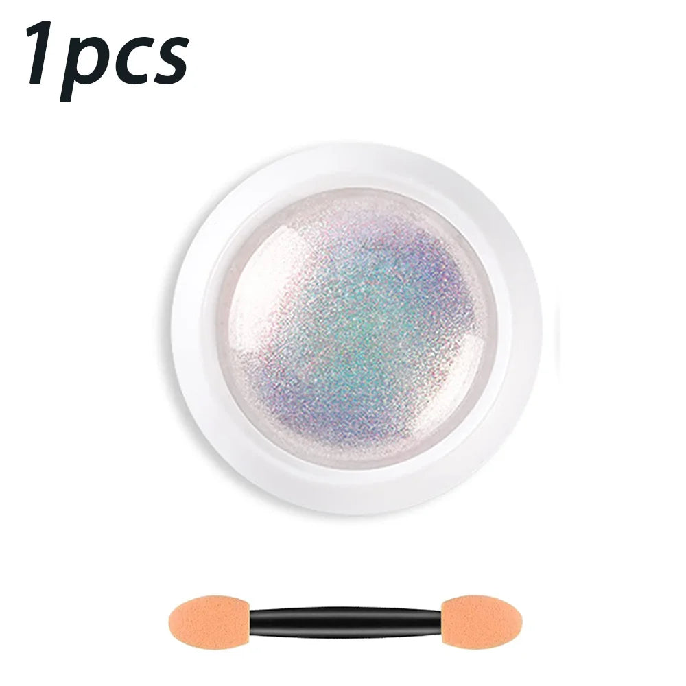 1/2PC Pearl White Mermaid Aurora Chrome Nail Powder Metallic Neon Rainbow Dust Nail Art Gel Polish Supplies Mirror Chrome Powder