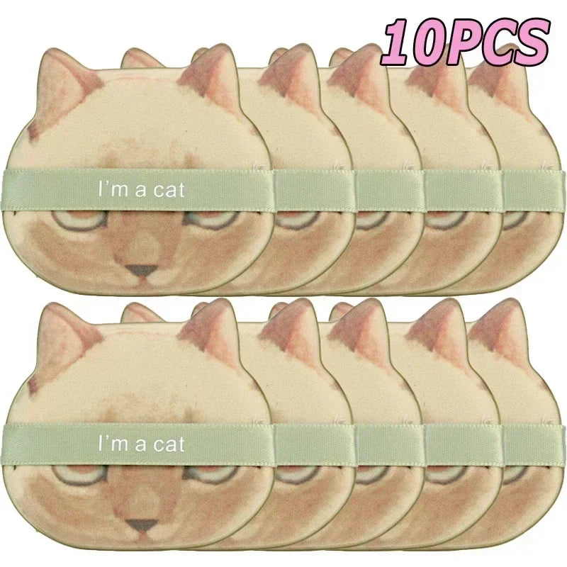 10PCS Cute Cat Makeup Puff Foundation Cosmetic Puff Smooth Powder Concealer Beauty Dry and Wet Dual-use Powder Puff Makeup Tool