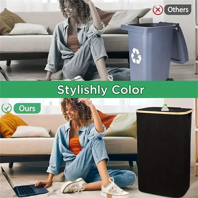 100L Kitchen Recycling Bin & Storage Bags, Kitchen Recycle Bin, Large Capacity Bottle Recycle Bin With Removable Tote Bags,