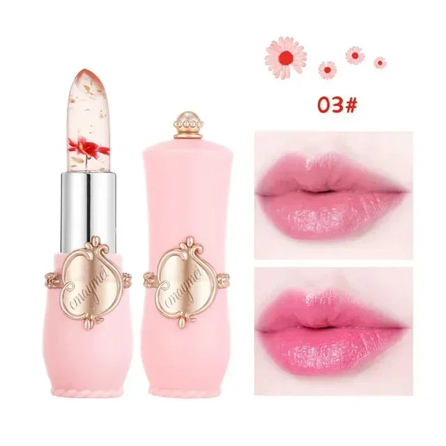 Dried Flower Jelly Lip Balm Lipstick Transparent Waterproof Crystal Lip Oil Hydrating Lip Gloss Plumper Clear Lip Plumper Makeup