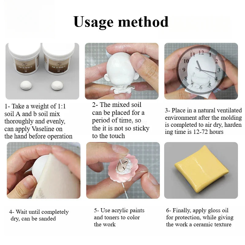 100g/200g/500g/ Set AB Stone Sculpture Clay Strong Waterproof Can Be Polished Ultra-low Expansion Without Volume Edge Color Clay