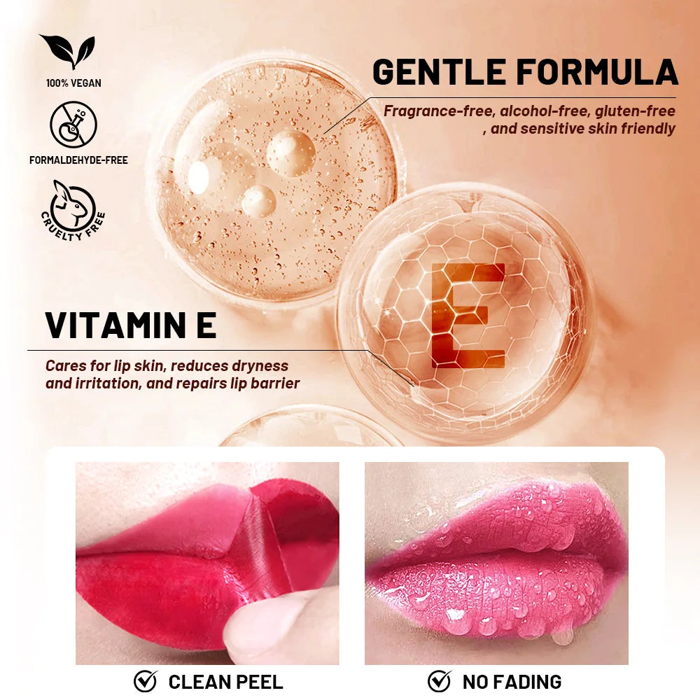 5Color Liquid Peel-off Lip Gloss Waterproof Long-lasting Matte Lipstick Non-stick Cup Makeup Moisturizing Lip Tattoo Pigment