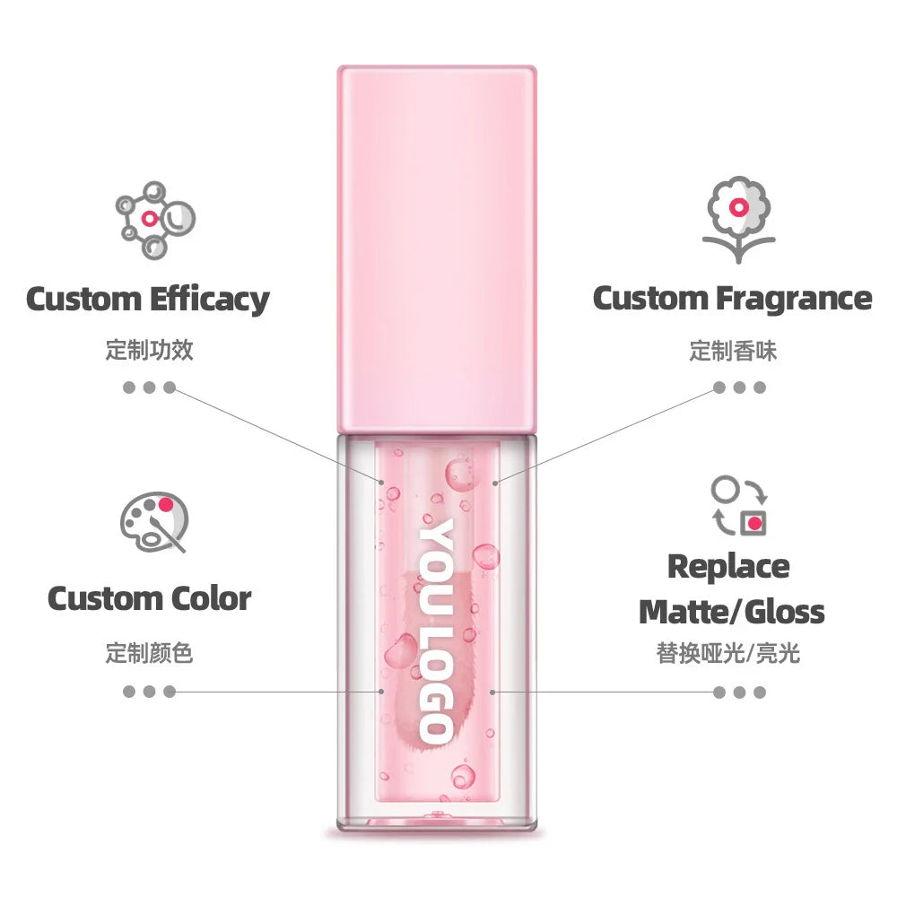 30-color Plumping Lip Oil Private Label Lipgloss Custom Logo Long-lasting Full Color Makeup Plant Moisturizing Cosmetics Vegan