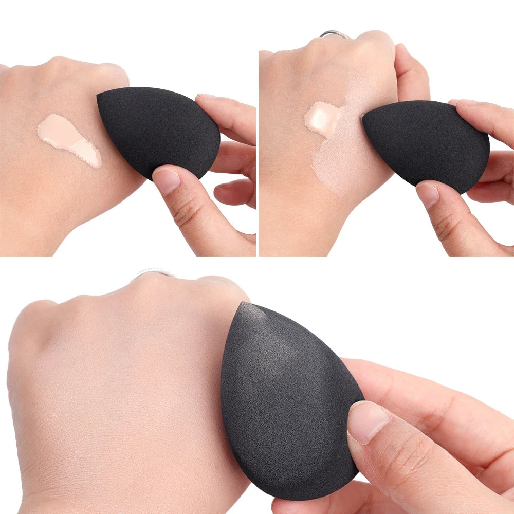 Black Makeup Sponge Eggs Soft Powder Beauty Egg Foundation Sponges Liquid Cream Cosmetics Puff Wet and Dry Use Makeup Tool Women