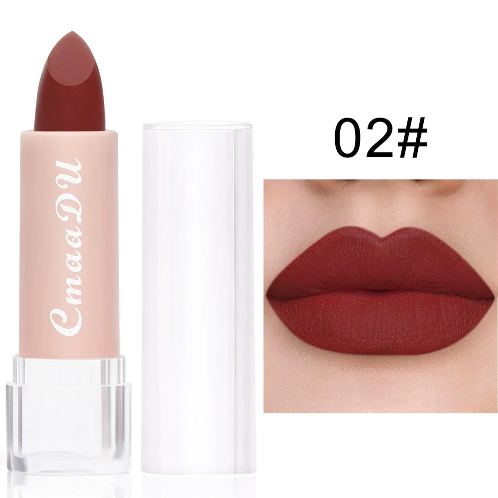 1 Pcs Velvet Matte Lipstick Long-Lasting Non-Stick Cup Waterproof Moisturizing Lip Gloss Fashion Classic Shades For Daily & Date