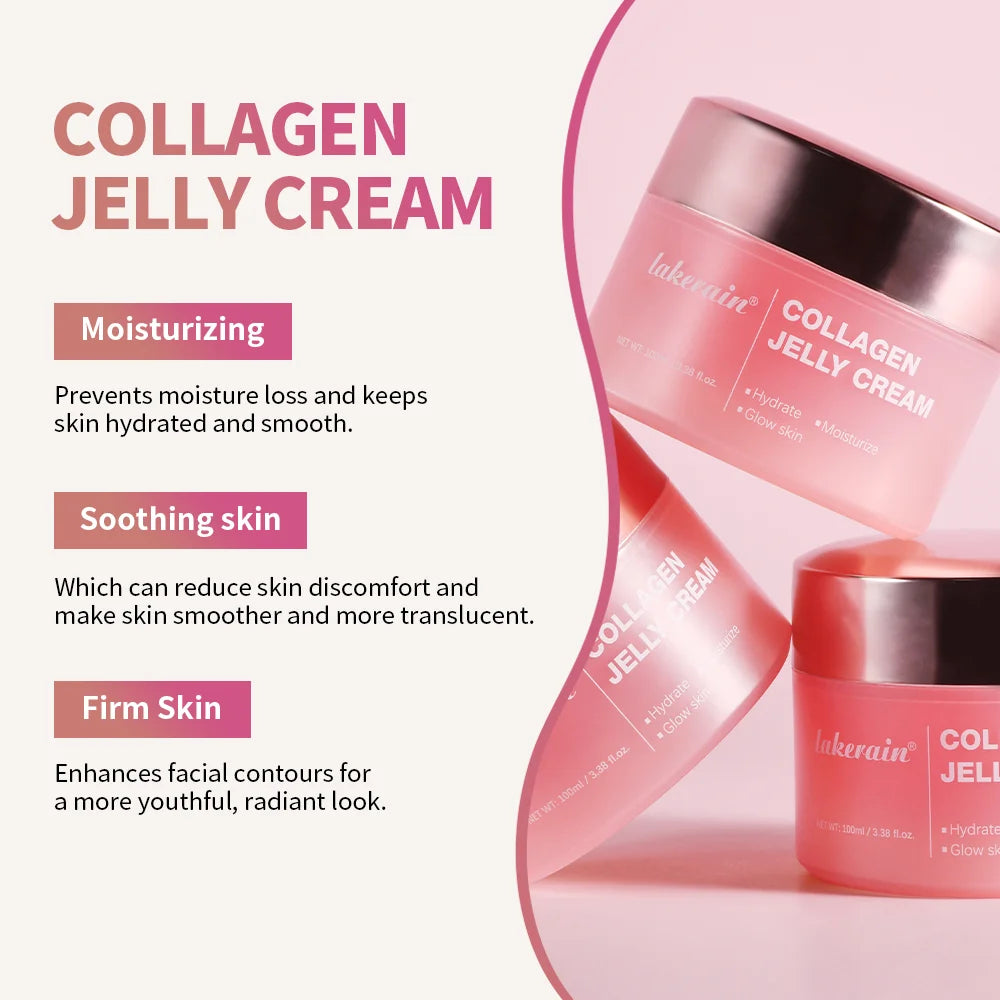 Collagen Jelly Cream Improving Skin Elasticity Tightening Soothing Moisturizing Anti-Aging Firmness Hydration Skincare Face Gel