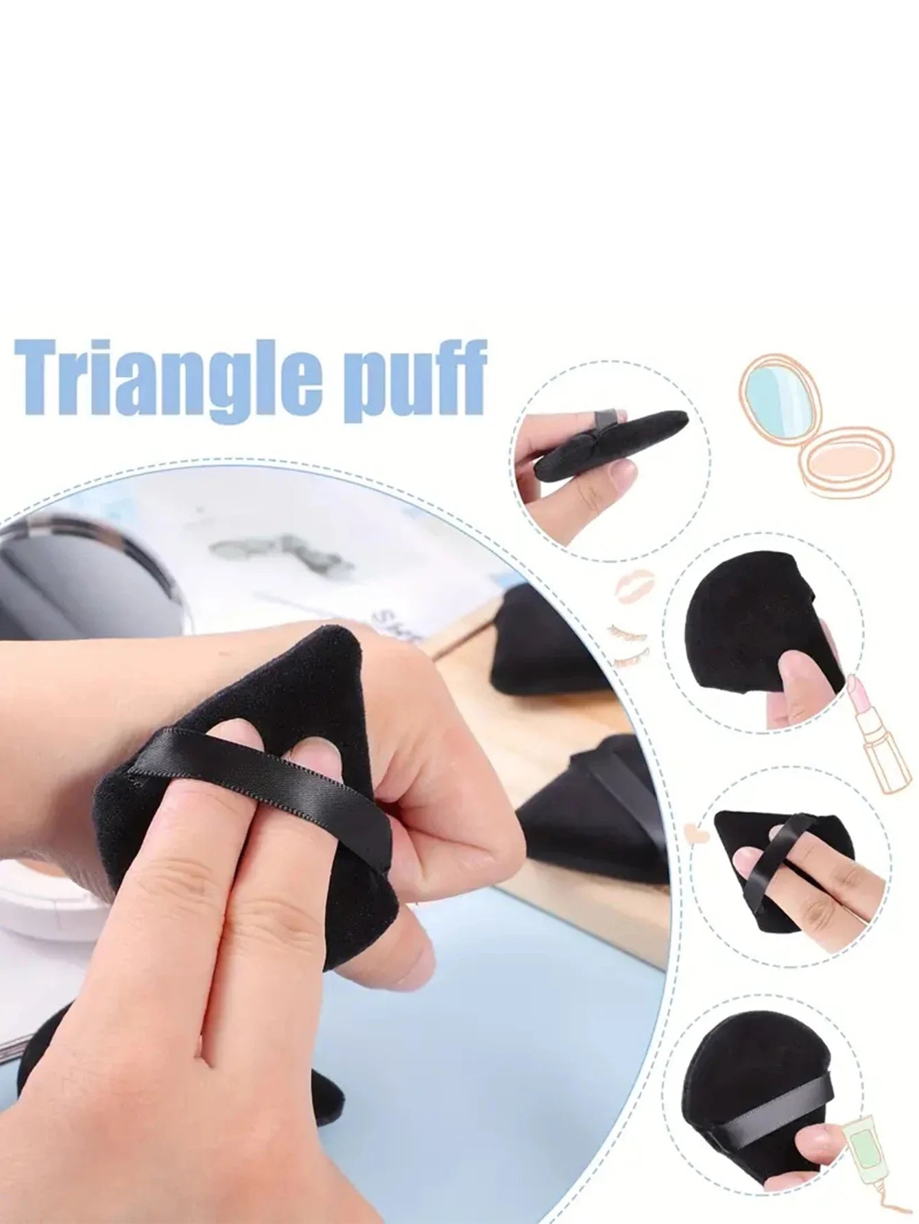 50Pcs Mixing colors randomly Triangle Powder Puff For Loose Powder Liquid Cosmetic Soft Plush Powder Puff Makeup Foundation Puff