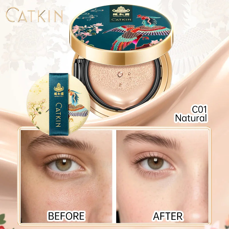 Catkin Phoenix Cushion Foundation Full Coverage, Sheer Satin Finish, Refill Included, Light Beige