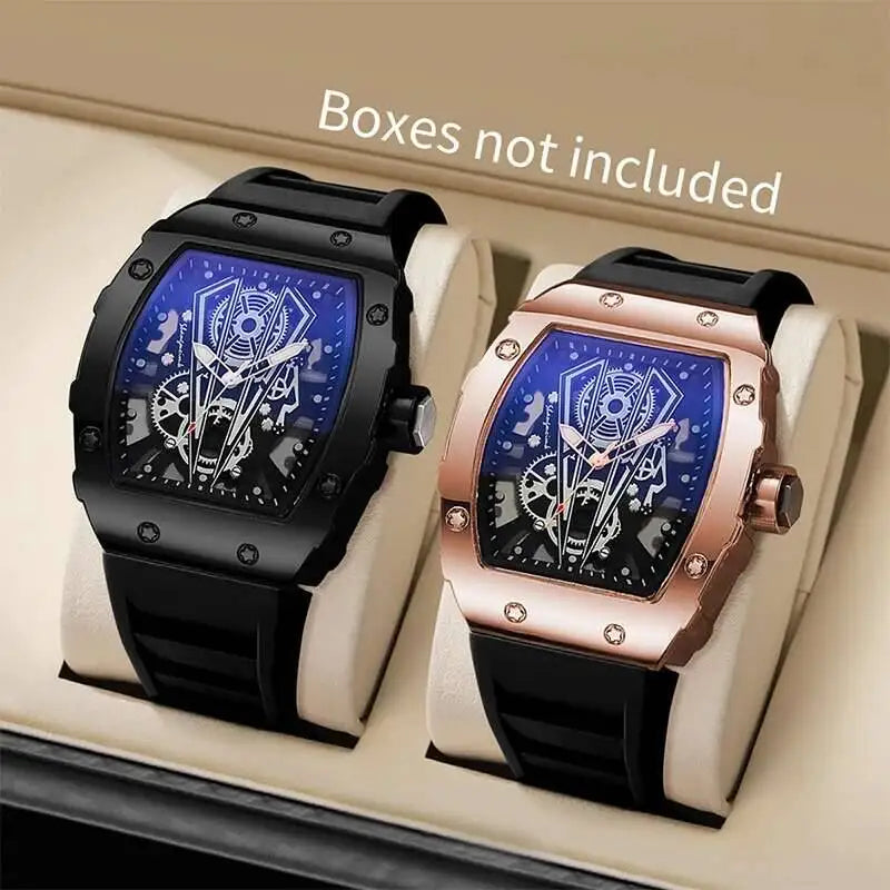 1/2PCS Fashion Men Watches Luxury Large Dial Quartz Watch Casual Silicone Band Men's Sports Watches Reloj Hombre（Without Box）