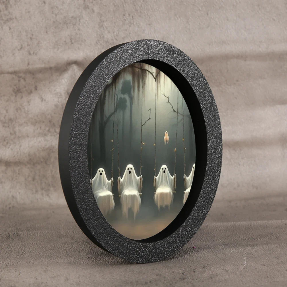 1 Piece of Halloween Mysterious-style Oval Decoration, Designed with Ghost Illustration, Suitable for Home Wall Display, Adding