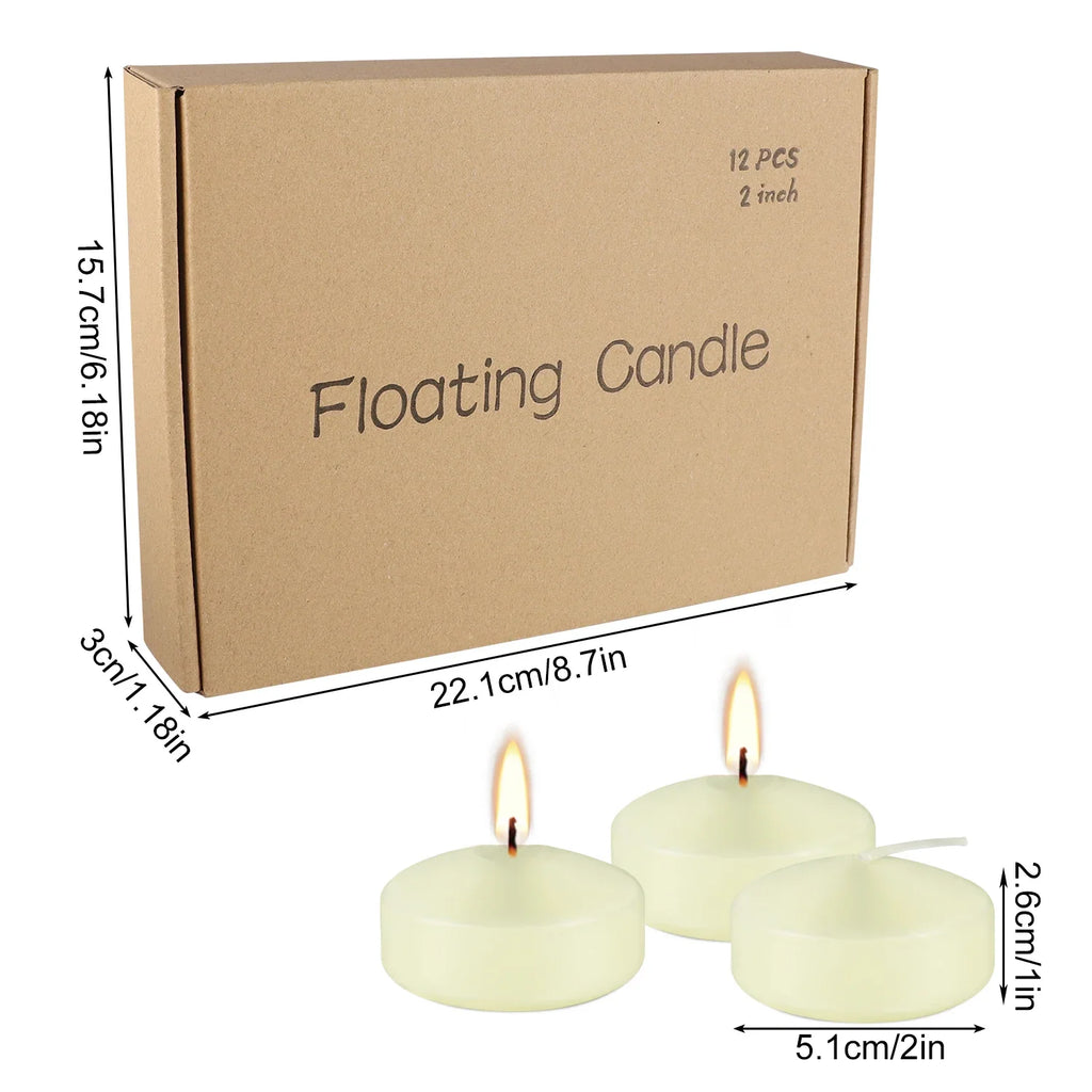 12 Pcs 2inch Ivory Floating Candles, 5-6 Hours of Burning Time, Floating Candles, Romantic Night, Portable Small Candle Set, Not Only a Beautiful Embellishment in Life, and the Best Choice of Love and Warmth.