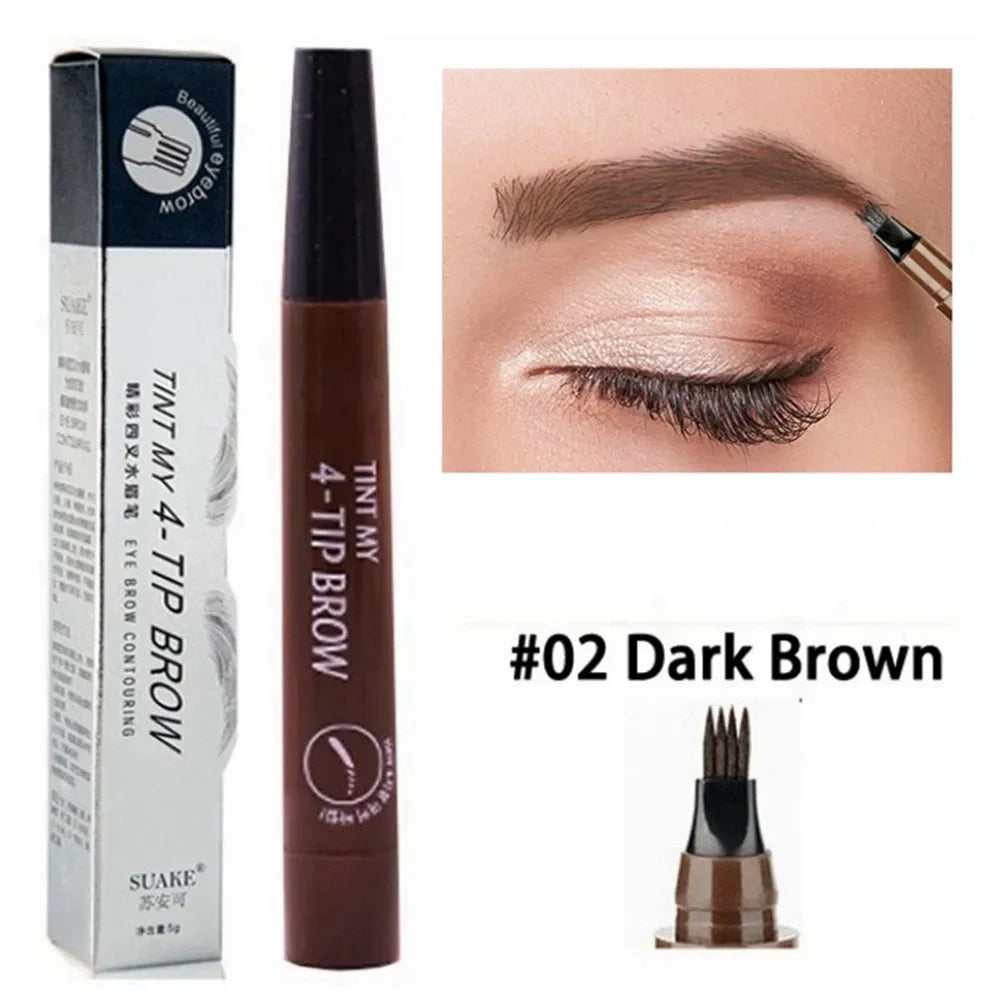 4 Fork Eyebrow Pencil Natural Waterproof Anti-sweat Lasting Liquid Does Not Faint Dye Extremely Fine Eyebrow Pencil Makeup Tool