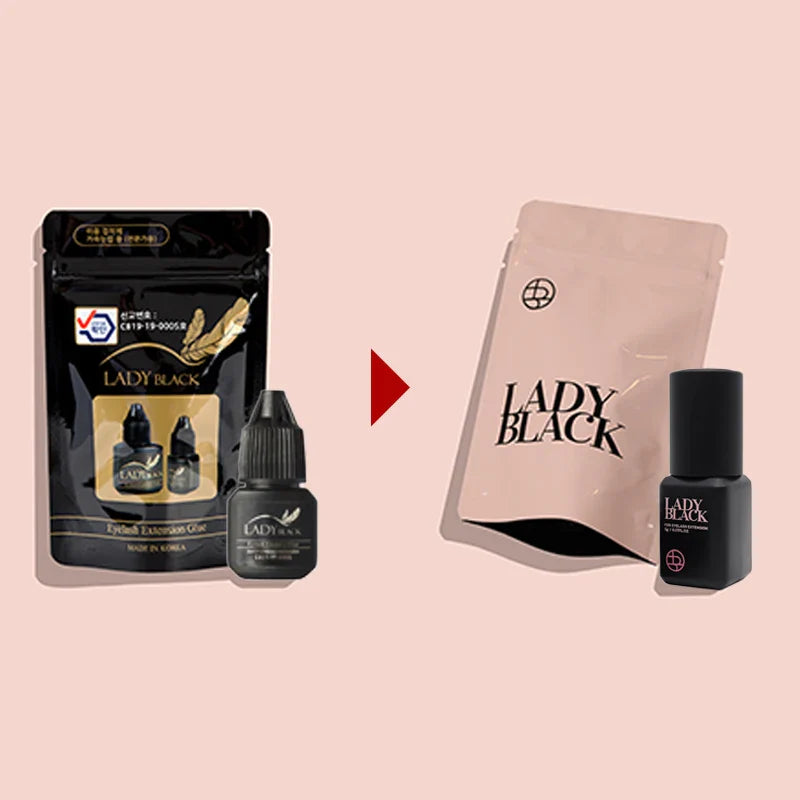 5 Bottles Lady Black Lash Glue Korea Dry Fastest Strongest False Eyelash Extensions Glue 5ml Makeup Tools Professional Adhesive