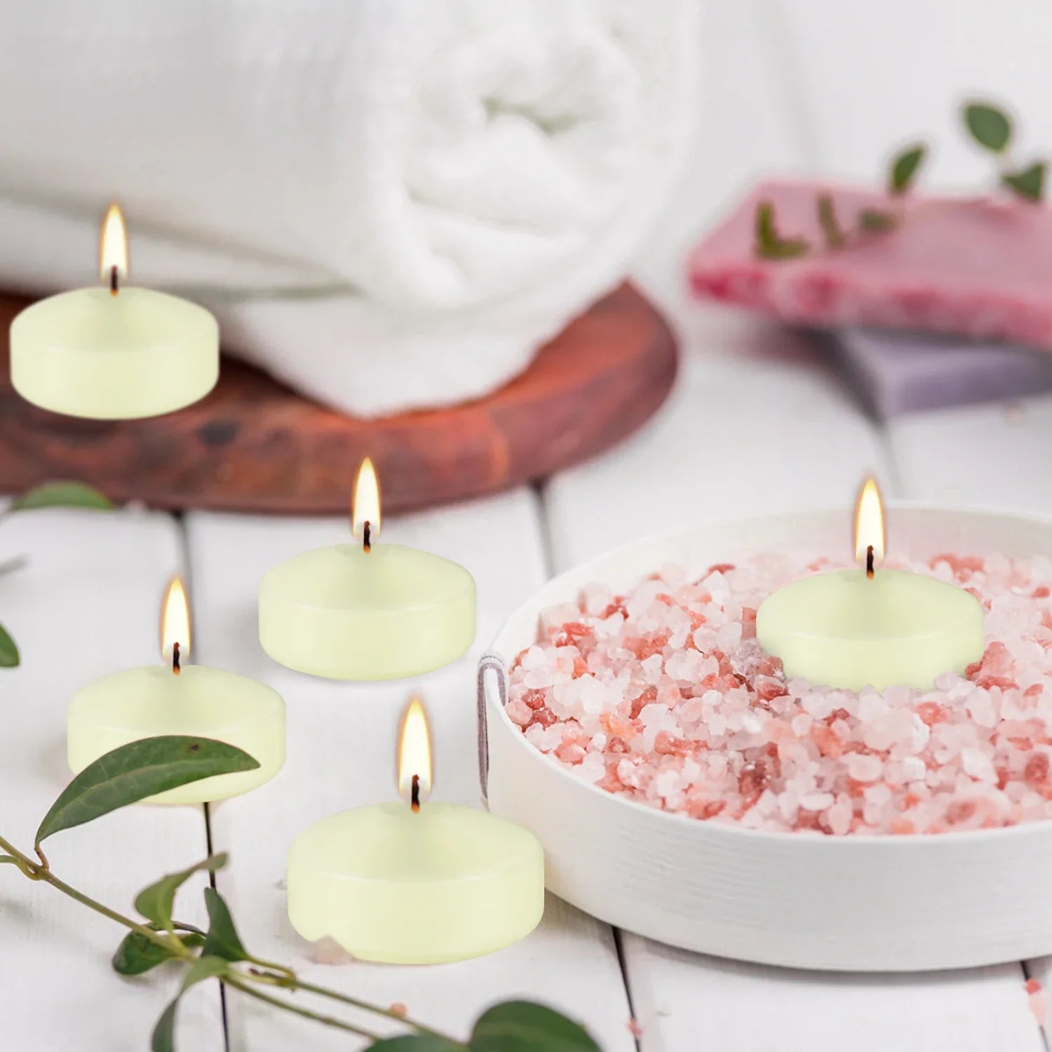 12 Pcs 2inch Ivory Floating Candles, 5-6 Hours of Burning Time, Floating Candles, Romantic Night, Portable Small Candle Set, Not Only a Beautiful Embellishment in Life, and the Best Choice of Love and Warmth.