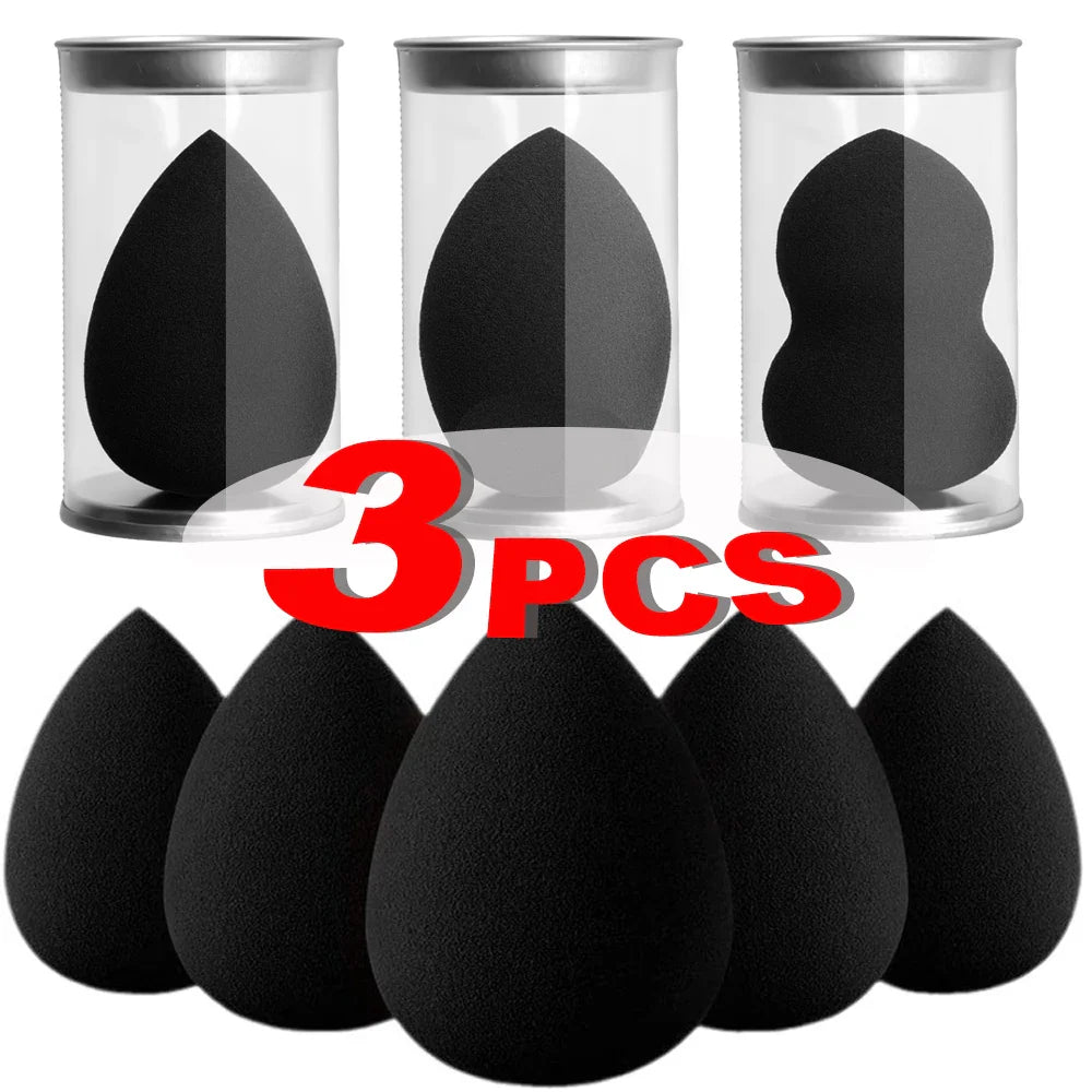 Black Makeup Sponge Eggs Soft Powder Beauty Egg Foundation Sponges Liquid Cream Cosmetics Puff Wet and Dry Use Makeup Tool Women