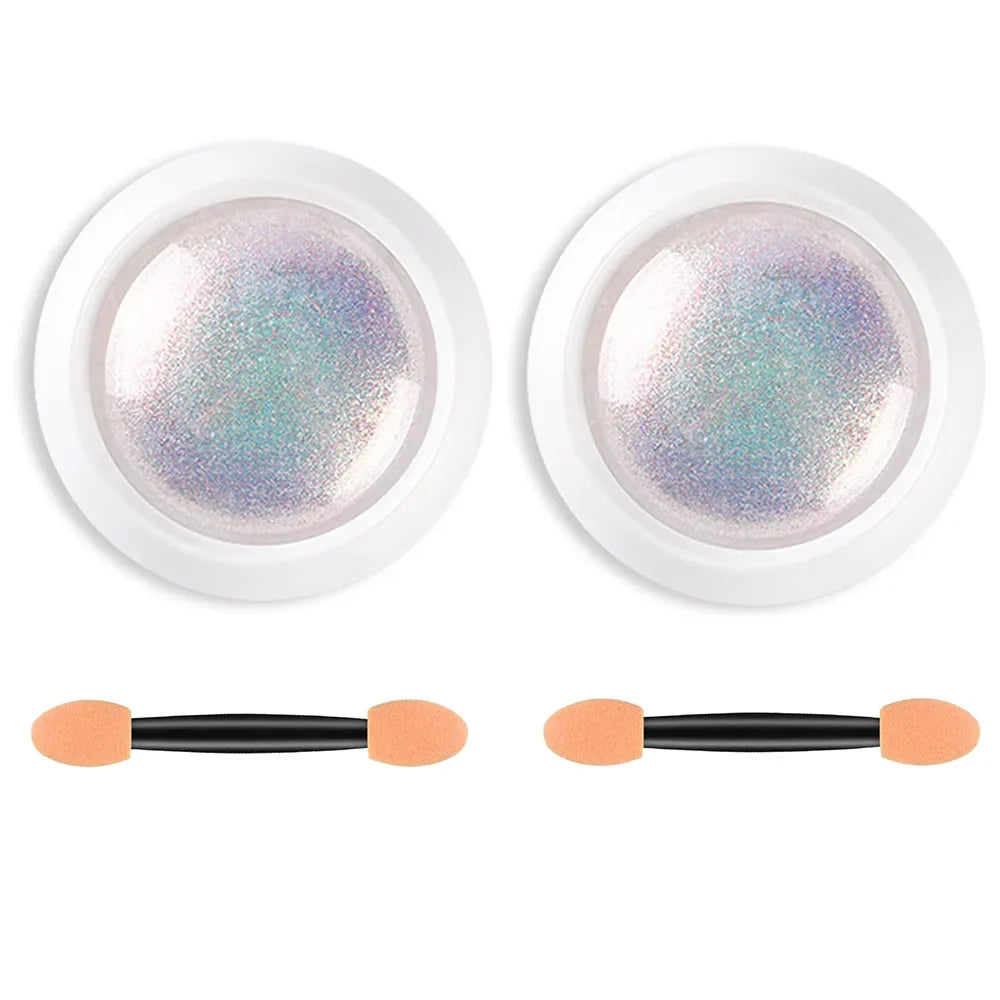 1/2PC Pearl White Mermaid Aurora Chrome Nail Powder Metallic Neon Rainbow Dust Nail Art Gel Polish Supplies Mirror Chrome Powder