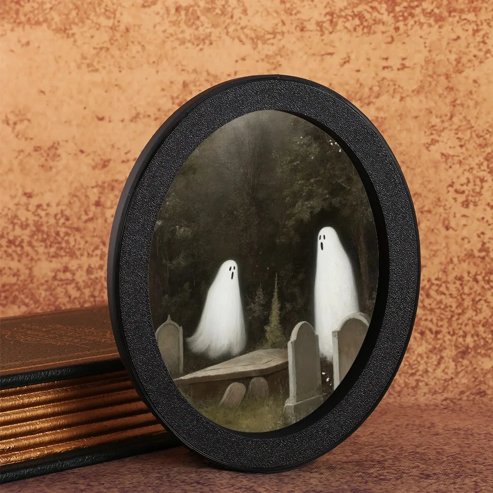 1 Piece of Halloween Mysterious-style Oval Decoration, Designed with Ghost Illustration, Suitable for Home Wall Display, Adding