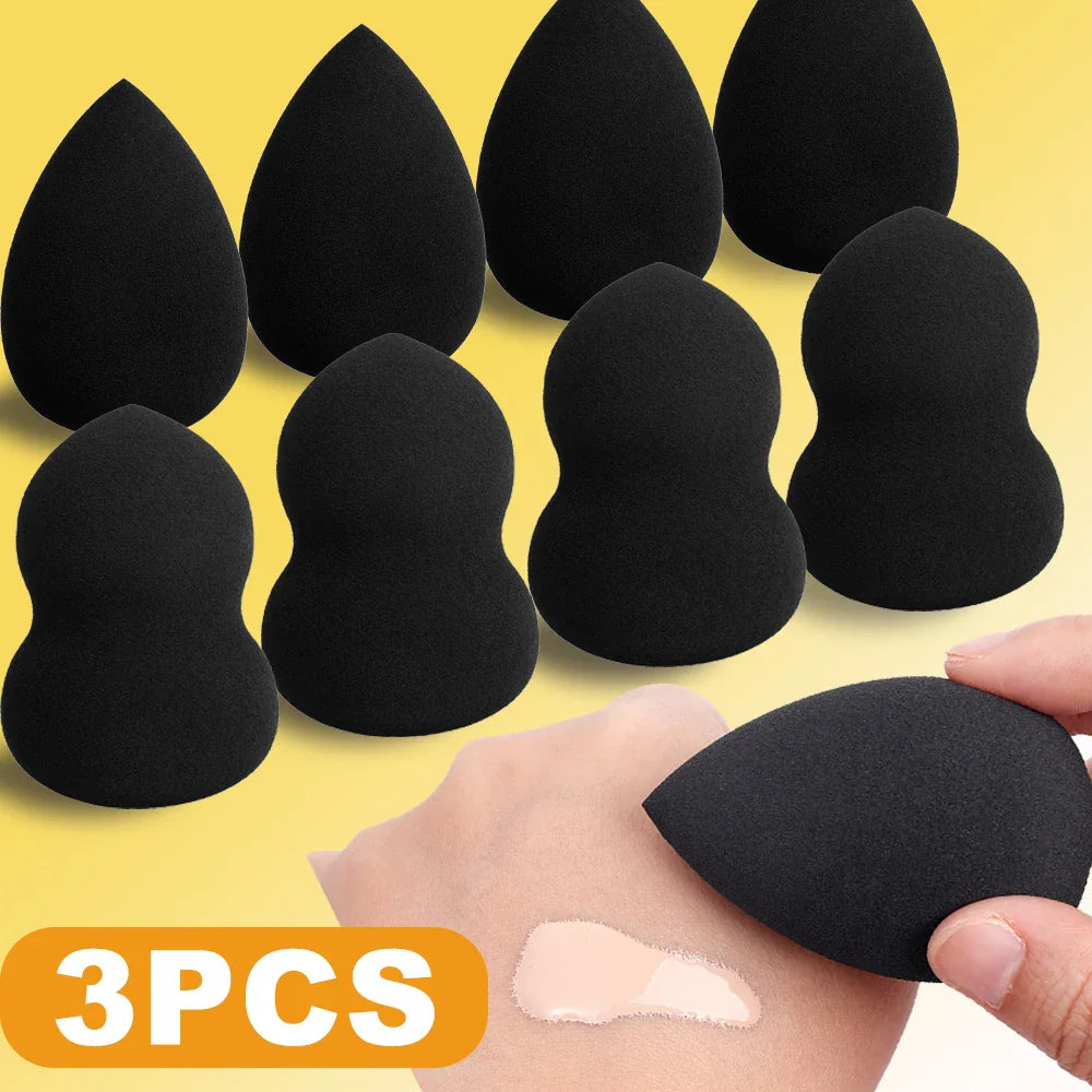 Black Makeup Sponge Eggs Soft Powder Beauty Egg Foundation Sponges Liquid Cream Cosmetics Puff Wet and Dry Use Makeup Tool Women