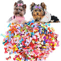 100PCS Puppy Bow Handmade Movable Pet Dog Grooming Hair Accessories Dog Bows With Rubber Band For Small Dog and Cat Pet Products