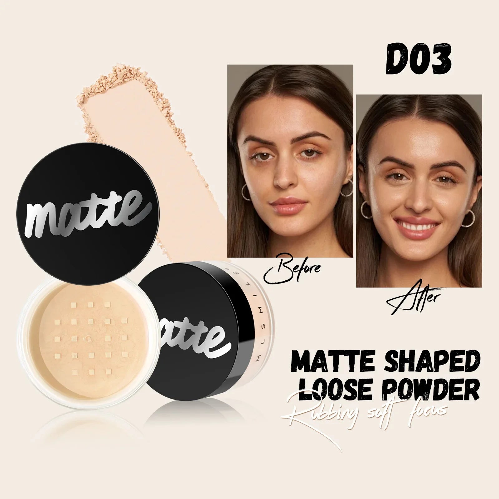 4 Colors Matte Loose Powder Face Whitening Skin Finish Transparent Pink Nude Mineral Makeup Cosmetic Foundation Setting Powder