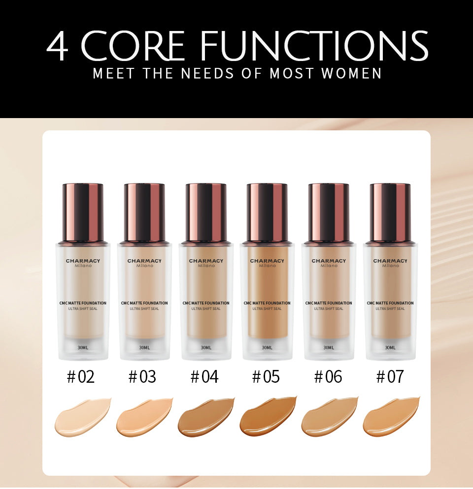 CHARMACY Foundation Makeup Base Liquid Concealer Professional Makeup Long Lasting Oil Control Matte Liquid Foundation Cosmetics