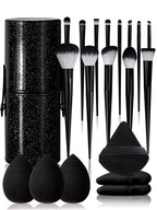 20pcs Makeup Brushe set Premium Synthetic Powder Foundation brush +Sparkling storage bucket and 6 makeup sponge powder puffs