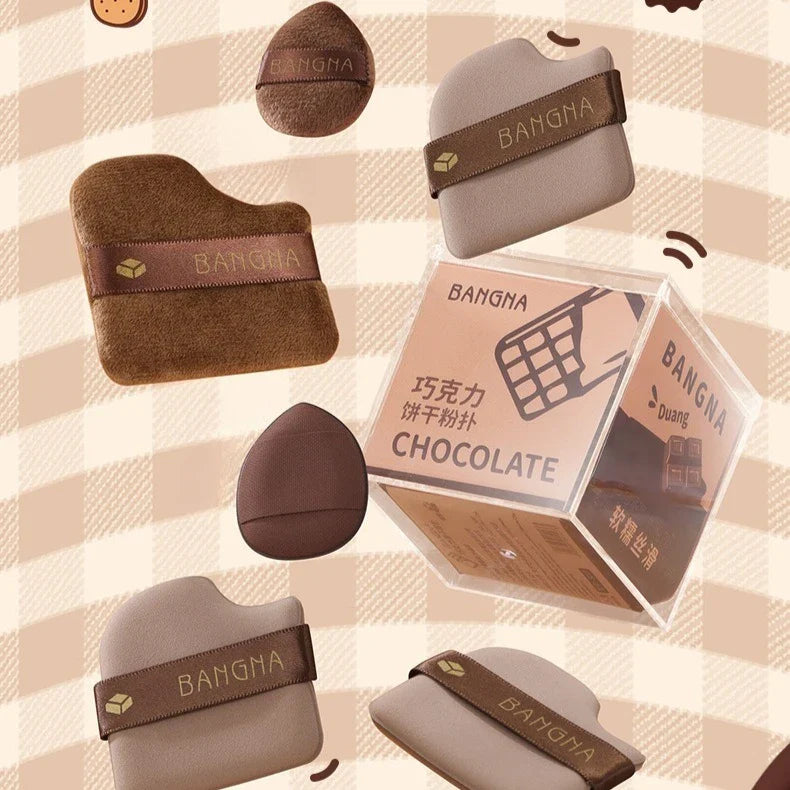 6PCS Chocolate Biscuit Powder Puff Makeup Blender Puff Air Cushion Foundation Sponge Loose Powder Puffs Cosmetic Applicator Tool