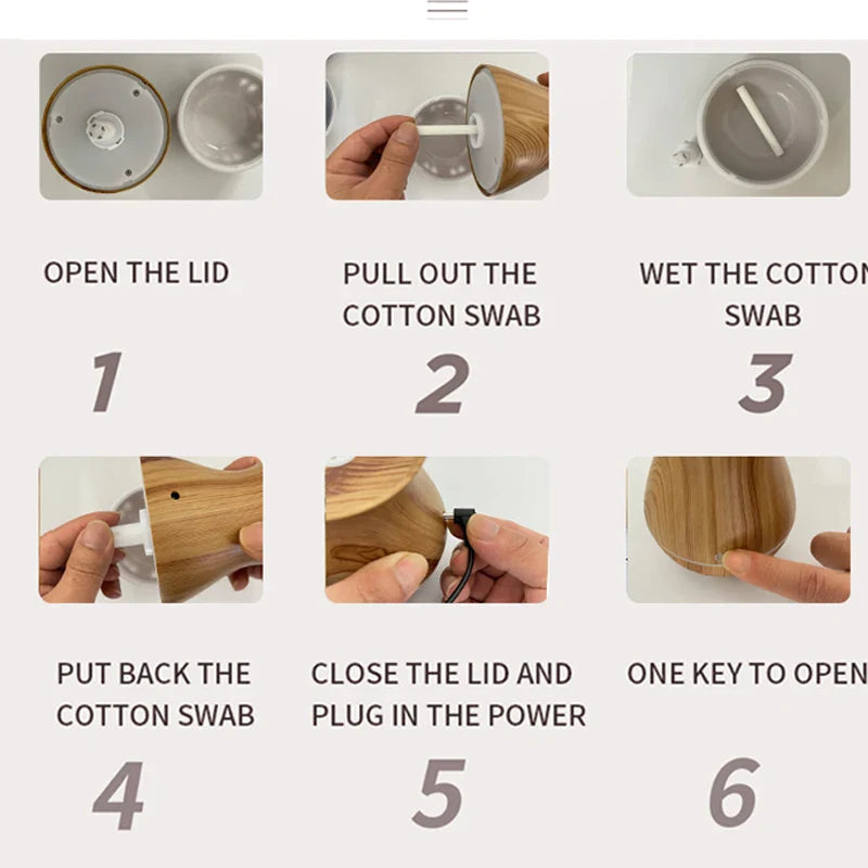 130ml Wood Grain Mini Humidifier Essential Oil Diffuser Spray Bedroom Humidifier Atomizer Aromatherapy Diffuser Mute Home