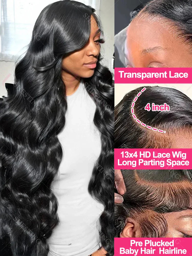 13x4 Body Wave Lace Front Human Hair Wig 200% Water Wave Pre Plucked HD Transparent Lace Wig 5x5 Closure Glueless Wigs For Women