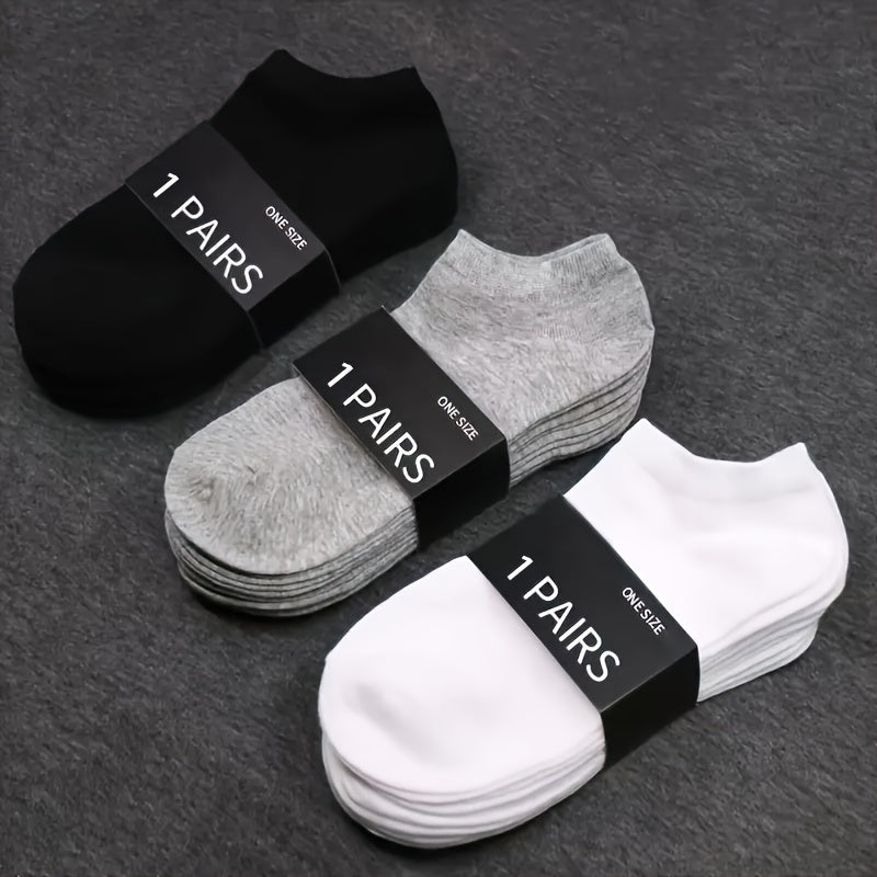 1/3/6/9/15 Pairs Simple Solid Socks, Unisex All-match Low Cut Ankle Socks, Women's Stockings & Hosiery